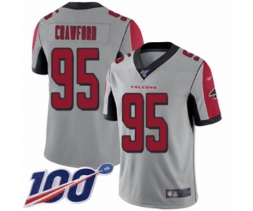 Youth Atlanta Falcons #95 Jack Crawford Limited Silver Inverted Legend 100th Season Football Jersey