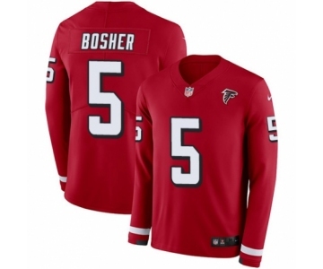 Youth Nike Atlanta Falcons #5 Matt Bosher Limited Red Therma Long Sleeve NFL Jersey