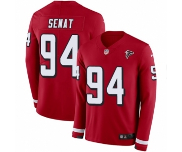 Youth Nike Atlanta Falcons #94 Deadrin Senat Limited Red Therma Long Sleeve NFL Jersey