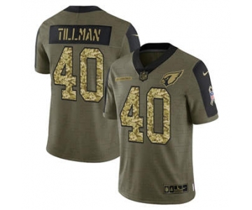 Men's Arizona Cardinals #40 Pat Tillman 2021 Olive Camo Salute To Service Limited Stitched Football Jersey