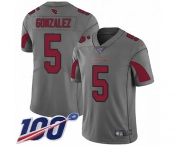 Men's Arizona Cardinals #5 Zane Gonzalez Limited Silver Inverted Legend 100th Season Football Jersey