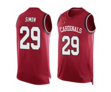 Men's Nike Arizona Cardinals #29 Tharold Simon Limited Red Player Name & Number Tank Top NFL Jersey