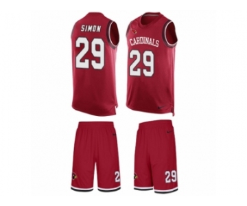Men's Nike Arizona Cardinals #29 Tharold Simon Limited Red Tank Top Suit NFL Jersey