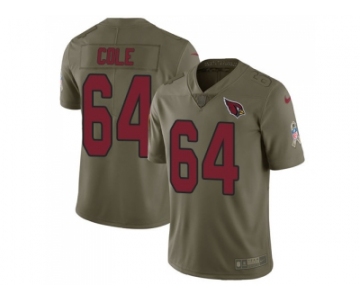 Nike Arizona Cardinals #64 Mason Cole Olive Men Stitched NFL Limited 2017 Salute to Service Jersey