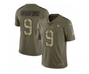 Nike Arizona Cardinals #9 Sam Bradford Olive Camo Men Stitched NFL Limited 2017 Salute to Service Jersey