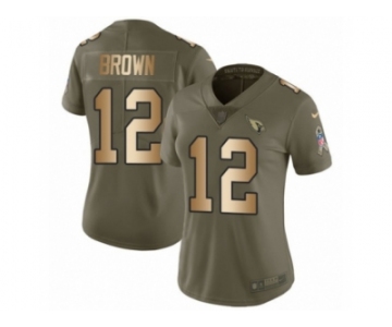 Women Nike Arizona Cardinals #12 John Brown Limited Olive Gold 2017 Salute to Service NFL Jersey