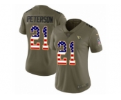 Women Nike Arizona Cardinals #21 Patrick Peterson Limited Olive USA Flag 2017 Salute to Service NFL Jersey