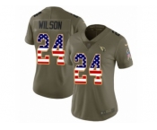 Women Nike Arizona Cardinals #24 Adrian Wilson Limited Olive USA Flag 2017 Salute to Service NFL Jersey