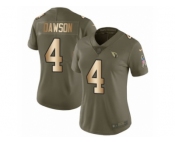 Women Nike Arizona Cardinals #4 Phil Dawson Limited Olive Gold 2017 Salute to Service NFL Jersey