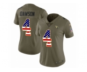 Women Nike Arizona Cardinals #4 Phil Dawson Limited Olive USA Flag 2017 Salute to Service NFL Jersey
