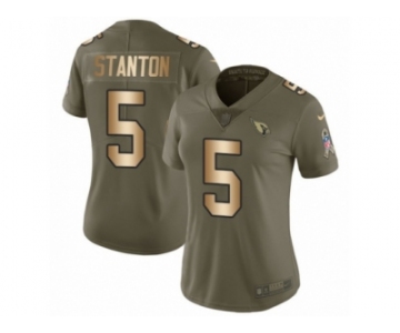 Women Nike Arizona Cardinals #5 Drew Stanton Limited Olive Gold 2017 Salute to Service NFL Jersey