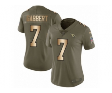 Women Nike Arizona Cardinals #7 Blaine Gabbert Limited Olive Gold 2017 Salute to Service NFL Jersey