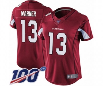 Women's Arizona Cardinals #13 Kurt Warner Red Team Color Vapor Untouchable Limited Player 100th Season Football Jersey