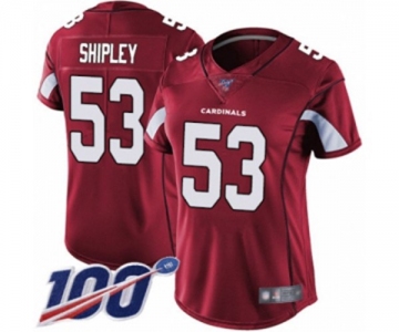 Women's Arizona Cardinals #53 A.Q. Shipley Red Team Color Vapor Untouchable Limited Player 100th Season Football Jersey