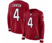 Women's Nike Arizona Cardinals #4 Phil Dawson Limited Red Therma Long Sleeve NFL Jersey
