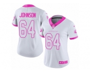 Women's Nike Arizona Cardinals #64 Dorian Johnson Limited White Pink Rush Fashion NFL Jersey