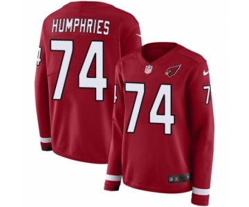 Women's Nike Arizona Cardinals #74 D.J. Humphries Limited Red Therma Long Sleeve NFL Jersey