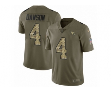 Youth Nike Arizona Cardinals #4 Phil Dawson Limited Olive Camo 2017 Salute to Service NFL Jersey