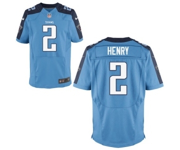 Men's Nike Tennessee Titans #2 Derrick Henry Elite Light Blue Team Color NFL Jersey