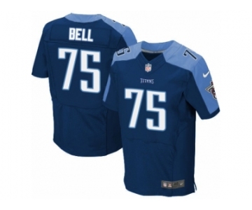 Men's Nike Tennessee Titans #75 Byron Bell Elite Navy Blue Alternate NFL Jersey