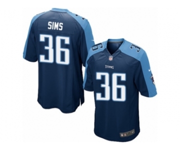 Men Nike Tennessee Titans #36 LeShaun Sims Game Navy Blue Alternate NFL Jersey