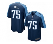 Men's Nike Tennessee Titans #75 Byron Bell Game Navy Blue Alternate NFL Jersey