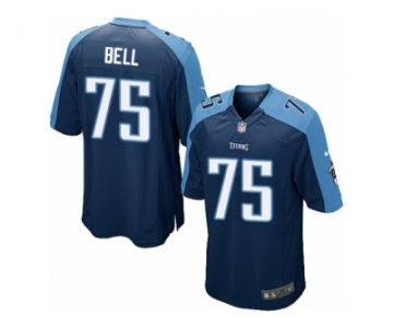 Men's Nike Tennessee Titans #75 Byron Bell Game Navy Blue Alternate NFL Jersey