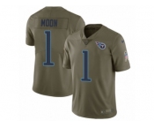 Men Nike Tennessee Titans #1 Warren Moon Limited Olive 2017 Salute to Service NFL Jersey