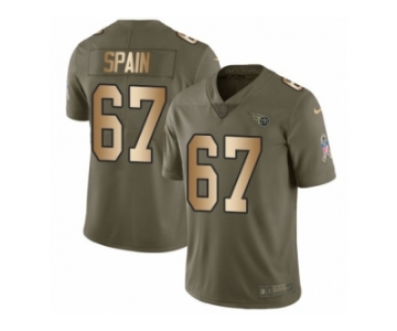 Men Nike Tennessee Titans #67 Quinton Spain Limited Olive Gold 2017 Salute to Service NFL Jersey