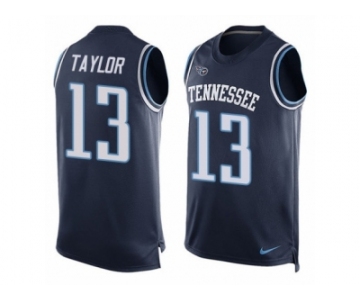 Men's Nike Tennessee Titans #13 Taywan Taylor Limited Navy Blue Player Name & Number Tank Top Tank Top NFL Jersey