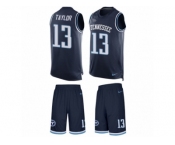 Men's Nike Tennessee Titans #13 Taywan Taylor Limited Navy Blue Tank Top Suit NFL Jersey