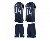 Men's Nike Tennessee Titans #14 Eric Weems Limited Navy Blue Tank Top Suit NFL Jersey