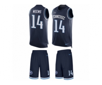 Men's Nike Tennessee Titans #14 Eric Weems Limited Navy Blue Tank Top Suit NFL Jersey