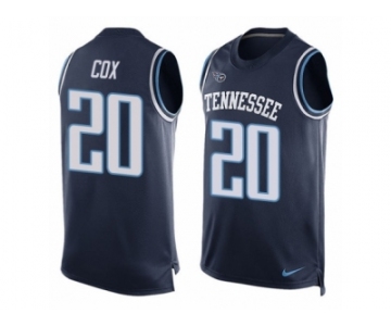 Men's Nike Tennessee Titans #20 Perrish Cox Limited Navy Blue Player Name & Number Tank Top NFL Jersey