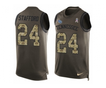 Men's Nike Tennessee Titans #24 Daimion Stafford Limited Green Salute to Service Tank Top NFL Jersey