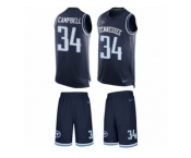 Men's Nike Tennessee Titans #34 Earl Campbell Limited Navy Blue Tank Top Suit NFL Jersey