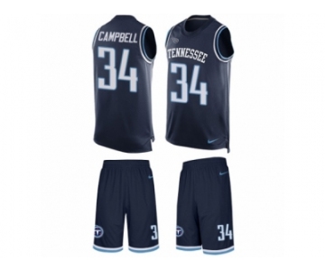 Men's Nike Tennessee Titans #34 Earl Campbell Limited Navy Blue Tank Top Suit NFL Jersey