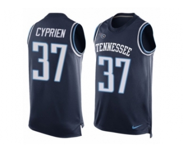 Men's Nike Tennessee Titans #37 Johnathan Cyprien Limited Navy Blue Player Name & Number Tank Top Tank Top NFL Jersey