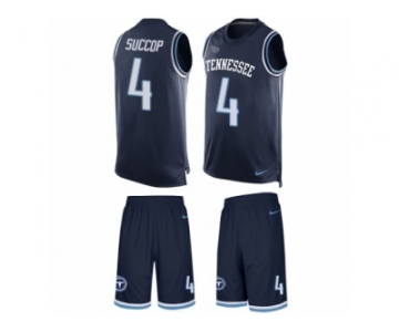 Men's Nike Tennessee Titans #4 Ryan Succop Limited Navy Blue Tank Top Suit NFL Jersey