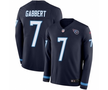 Men's Nike Tennessee Titans #7 Blaine Gabbert Limited Navy Blue Therma Long Sleeve NFL Jersey
