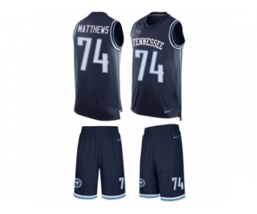 Men's Nike Tennessee Titans #74 Bruce Matthews Limited Navy Blue Tank Top Suit NFL Jersey