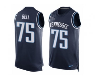 Men's Nike Tennessee Titans #75 Byron Bell Limited Navy Blue Player Name & Number Tank Top Tank Top NFL Jersey