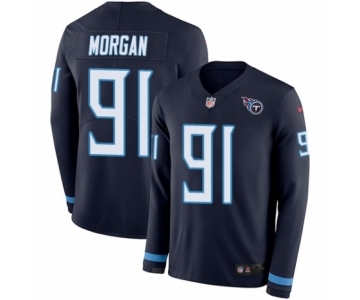 Men's Nike Tennessee Titans #91 Derrick Morgan Limited Navy Blue Therma Long Sleeve NFL Jersey