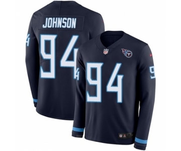 Men's Nike Tennessee Titans #94 Austin Johnson Limited Navy Blue Therma Long Sleeve NFL Jersey