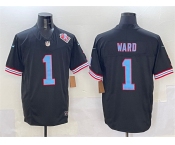 Men's Tennessee Titans #1 Cameron Ward Black 2025 Draft F.U.S.E. 1997 Throwback Patch Vapor Limited Football Stitched Jersey