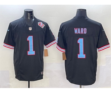 Men's Tennessee Titans #1 Cameron Ward Black 2025 Draft F.U.S.E. 1997 Throwback Patch Vapor Limited Football Stitched Jersey