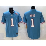 Men's Tennessee Titans #1 Cameron Ward Blue 2025 Draft F.U.S.E. 1997 Throwback Patch Vapor Limited Football Stitched Jersey