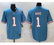 Men's Tennessee Titans #1 Cameron Ward Blue 2025 Draft F.U.S.E. 1997 Throwback Patch Vapor Limited Football Stitched Jersey
