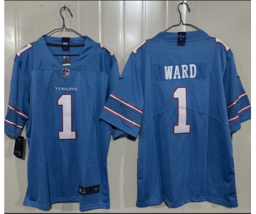 Men's Tennessee Titans #1 Cameron Ward Light Blue 2026 F.U.S.E. Vapor Limited Football Stitched Jersey