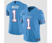 Men's Tennessee Titans #1 Cameron Ward Light Blue 2026 With 2-Star C Patch F.U.S.E. Vapor Limited Football Stitched Jersey Men's Tennessee Titans #1 Cameron Ward Light Blue 2026 With 2-Star C Patch F.U.S.E. Vapor Limited Football Stitched Jersey